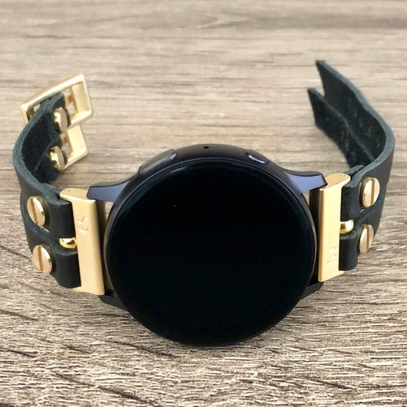 Black Leather Straps Gold Galaxy Active2 Bracelet main image 4